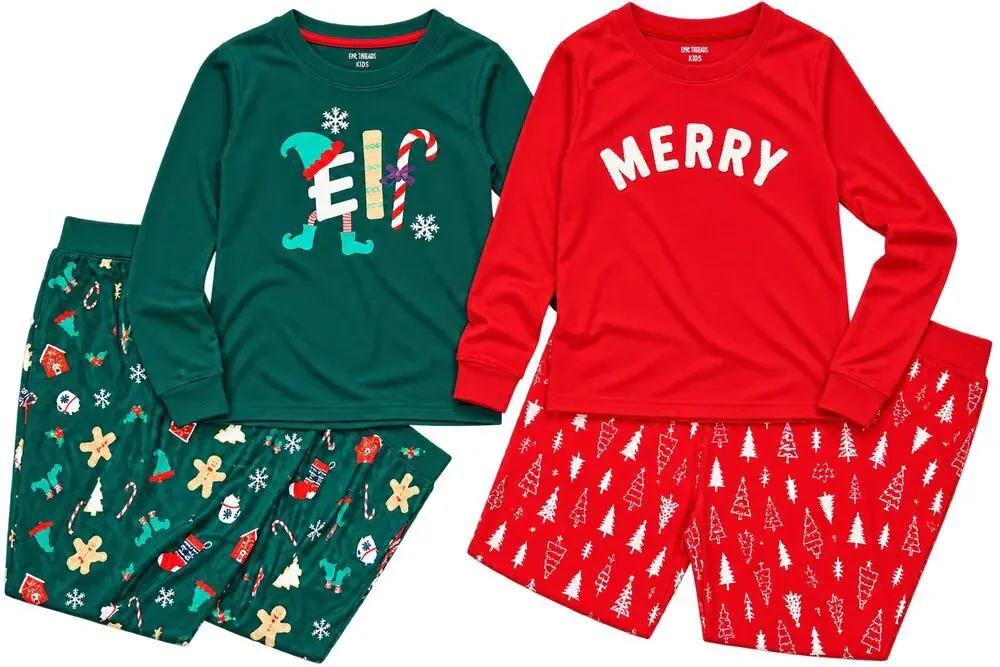 Family PJs Boys Size 8 Christmas Pajamas Lot of 2 Merry Elf Holiday Sets NWT